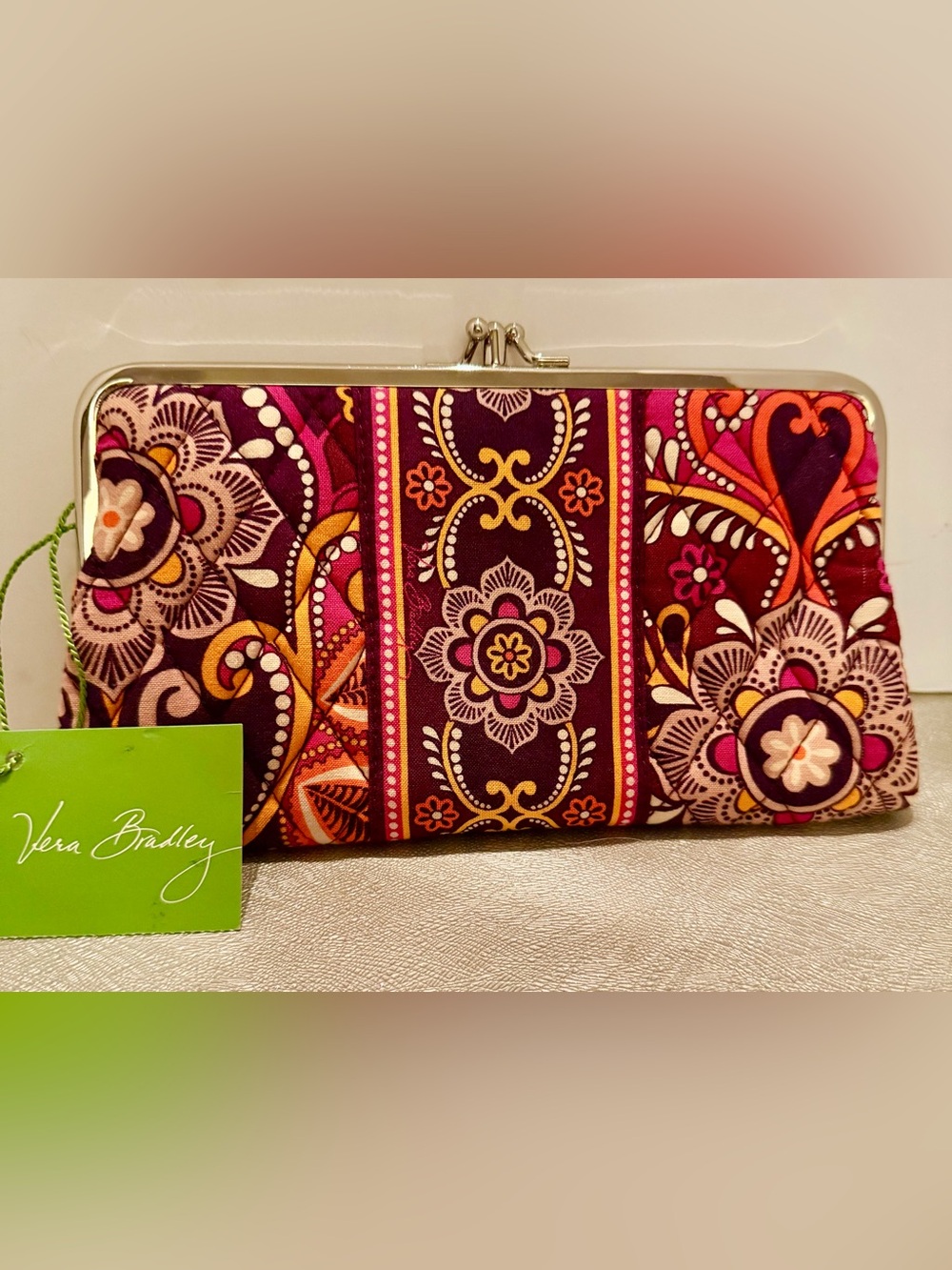 NEW Vera Bradley retired Safari Sunset pattern Kisslock Wallet , Paisley, Floral